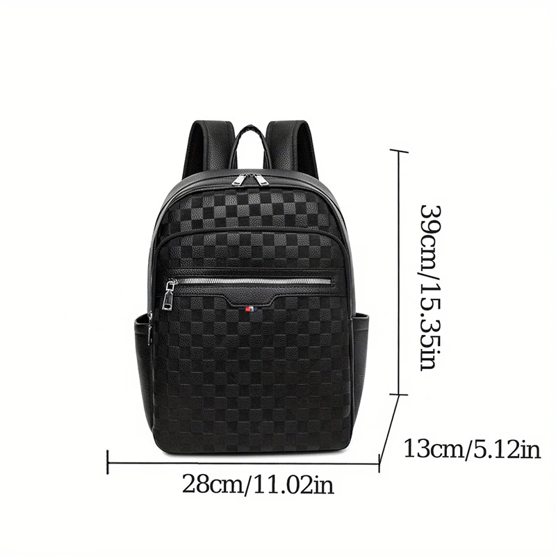 1 pc Daily Casual Male PU Wear-resistant Backpack Multi Pockets Large Capacity Men\'s Backpack For Commute Outings Business