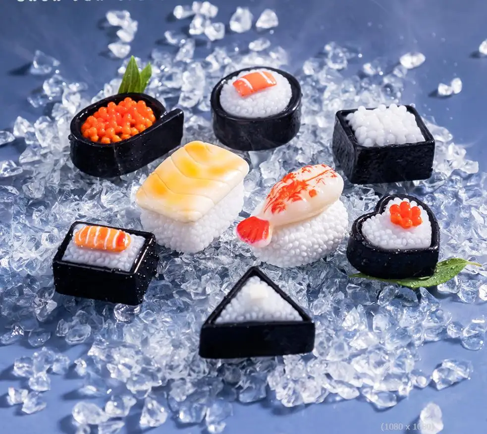 100pcs Kawaii Cute Sushi Rice Ball Simulation Food Art Supply Flatback Cabochon DIY Crafts Dollhouse Decor