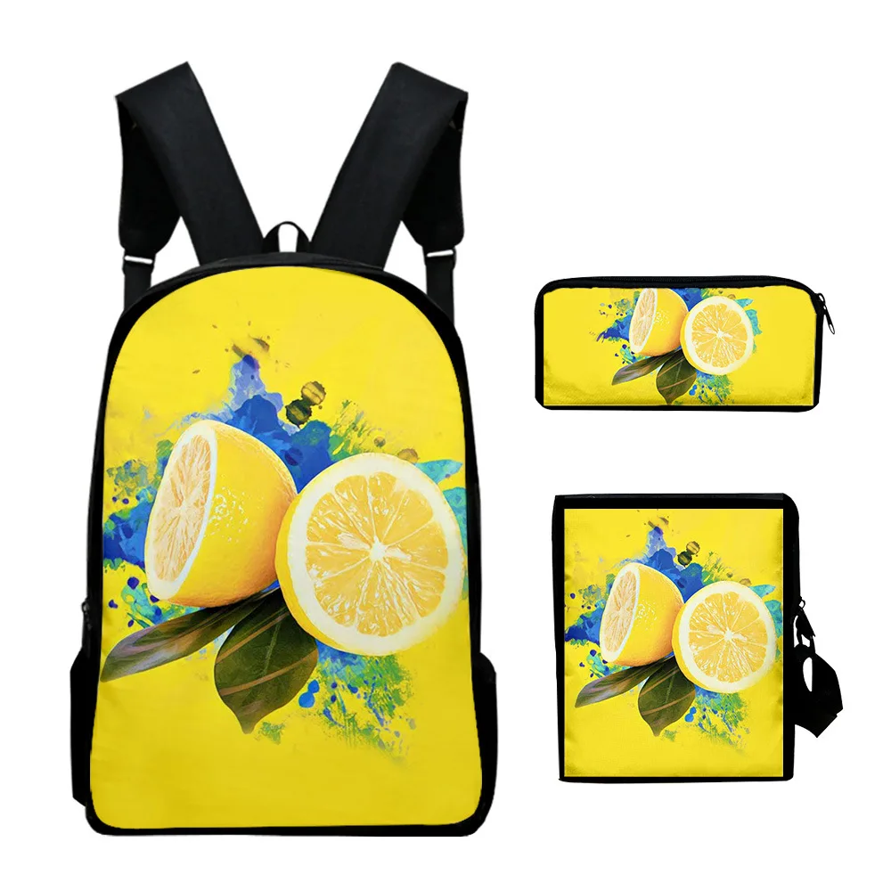 

Trendy Youthful lemon 3D Print 3pcs/Set Student Travel bags Laptop Daypack Backpack Shoulder Bag Pencil Case