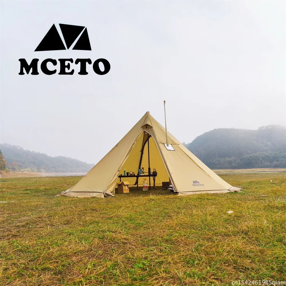 Upgraded 5M Oversized Pyramid Tent With Snow Skirt With Chimney Jacket Outdoor Camping Tent Hiking Awnings Shelter Teepee Tipi