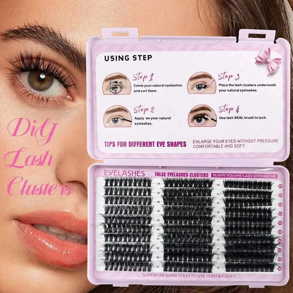 

10-18mm Length False Eyelashes Natural Look Bond and Seal 3D Faux Mink Lash Wispy Style Cluster Design Fake Eyelash