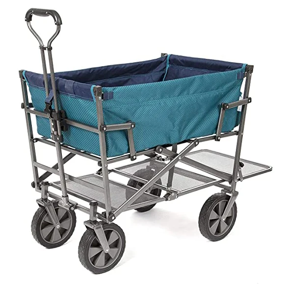 Double Decker Wagons Carts Heavy Duty Foldable Outdoor Collapsible Cart Portable Lightweight Utility Cart