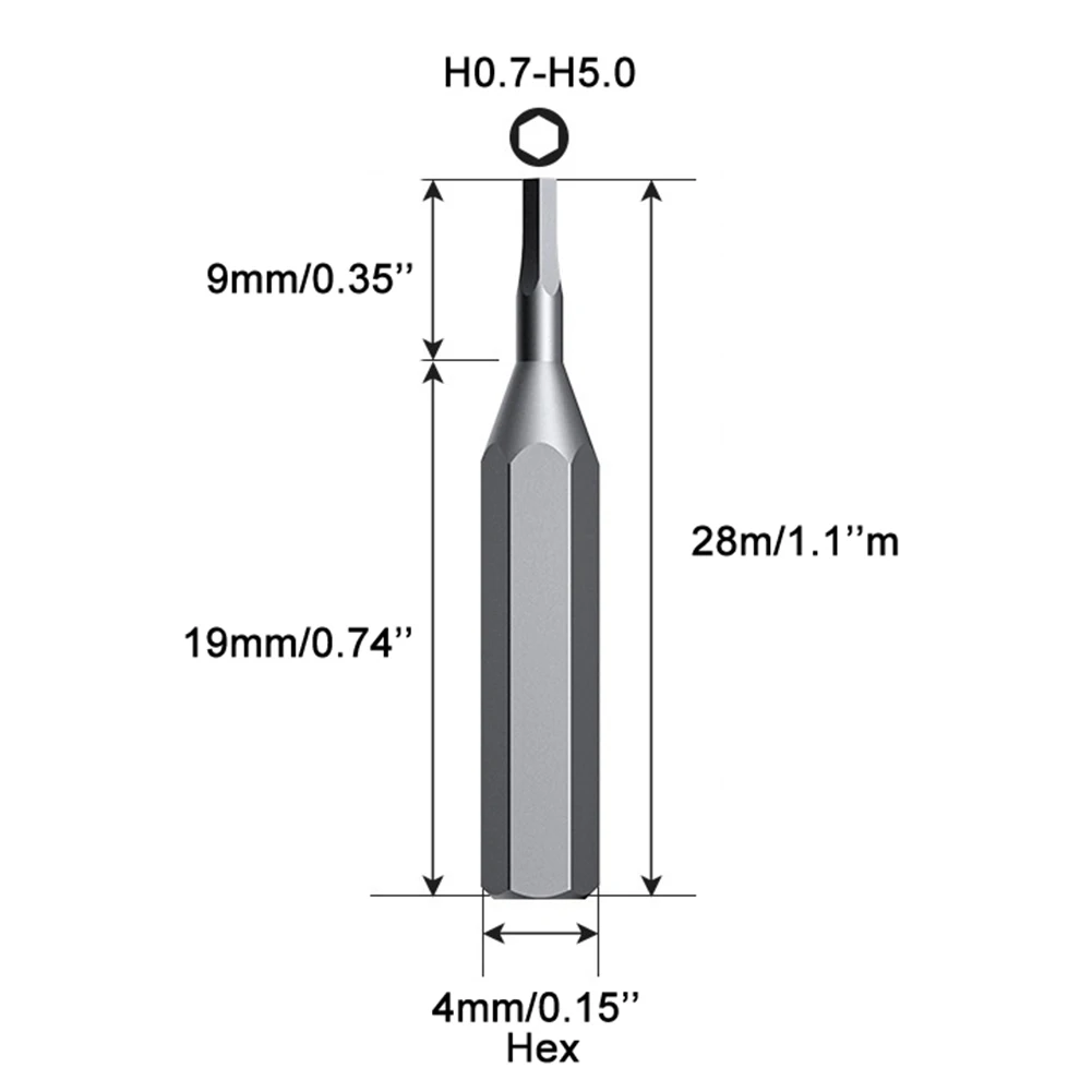 50 Stuks Schroevendraaier Bits 4Mm Hex Schacht H0.7-H5 Zeshoek Fitting Kop 28Mm Boor Voor Elektronische Reparatie Power Driver Tool