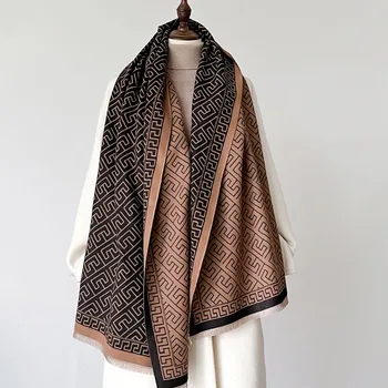 דו צדדי חם עבה צעיף ארוך נשים חורף פרח דפוס ציצית צעיפים אלגנטי אמא מתנה קשמיר אמא מתנה קשמיר