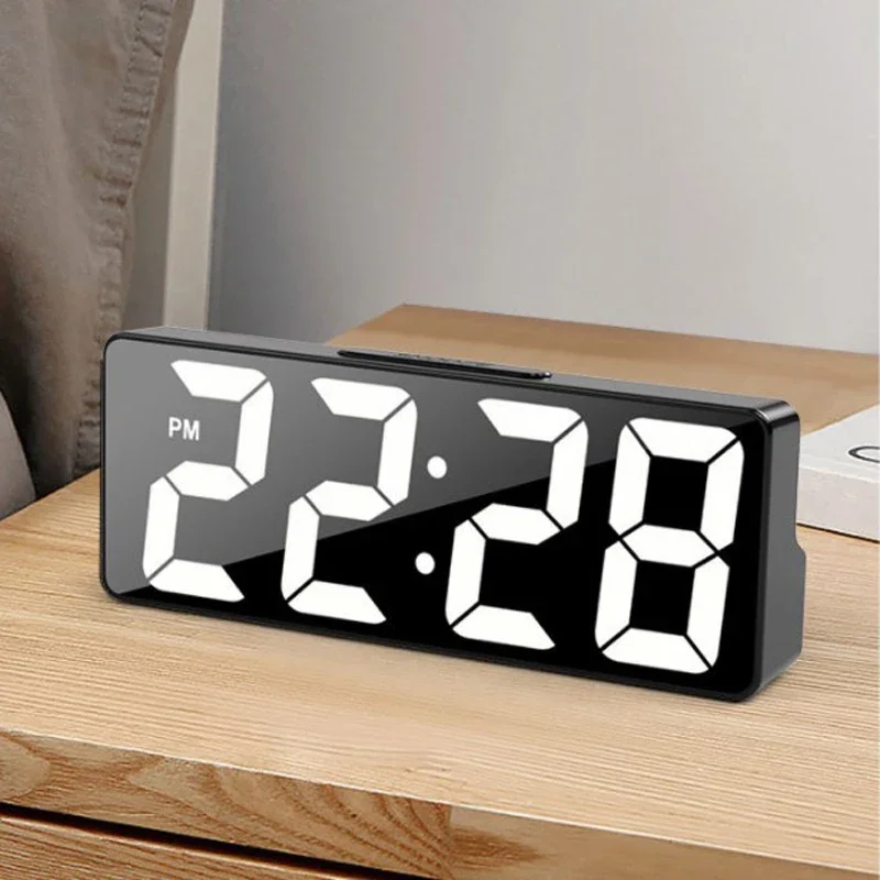 Multi-function Digital Alarm Clock Temperature Date Alarm Snooze Sound Control Night Mode Desk Clock 12/24H LED Clock