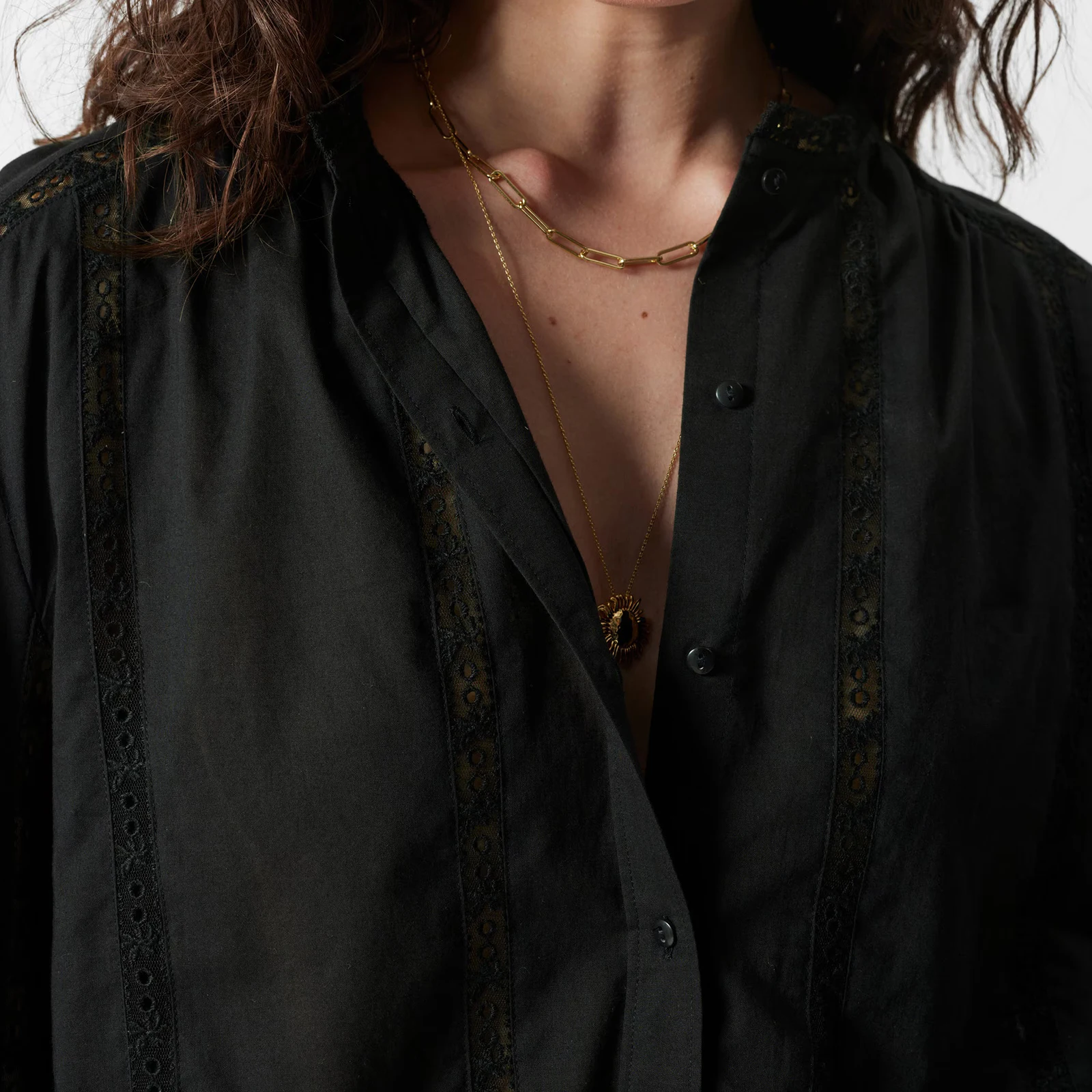 

Элегантные женские свободные рубашки на пуговицах с длинными рукавами-фонариками, кружевные лоскутные топы, осенняя блузка