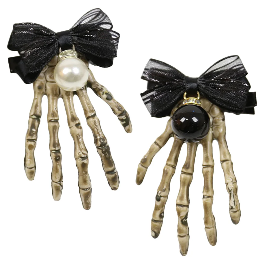 2 個ハロウィン骨ヘアピンハンドスカルデザインファッショナブルな帽子ハロウィンフェスティバルダンスパーティーバレッタギフト