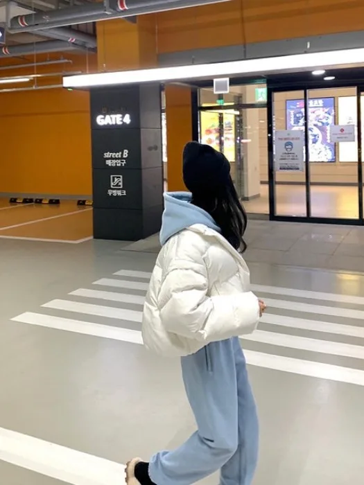 Faionable-Conjunto de ropa informal de invierno de talla grande para mujer, sudadera y pantalones con forro de Fce, estilo coreano, holgado y perezoso