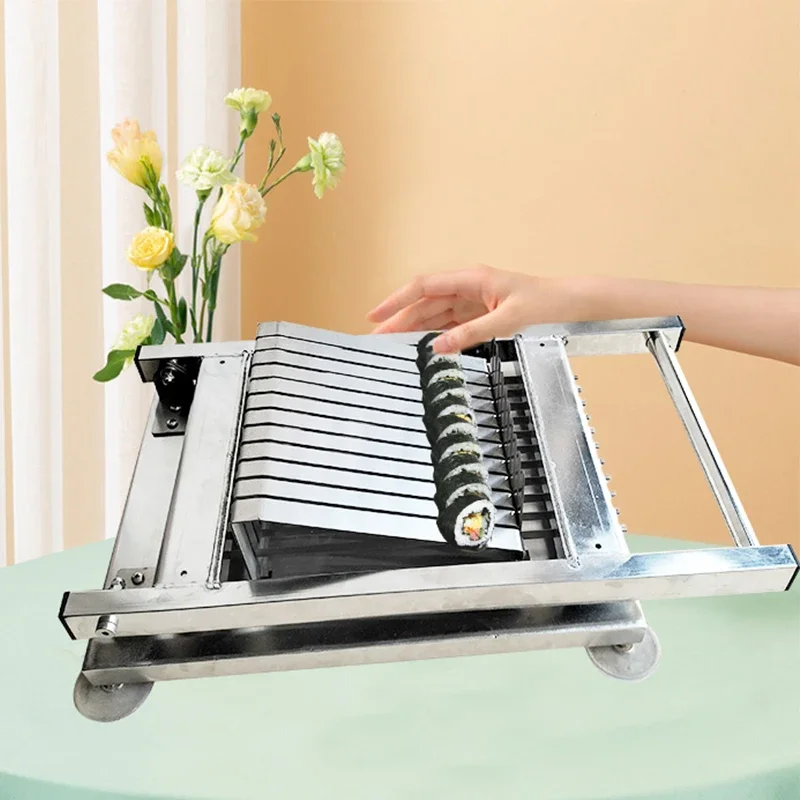 수동 2cm 스시 롤 커터 기계 일본 쌀 스시 롤 절단 도구 스시 롤 슬라이서 절단기 스테인레스 스틸