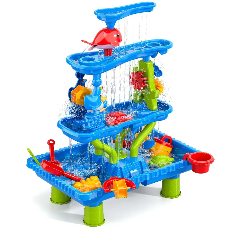 

Children's beach water table multi-layer sand play pool, interactive sand digging, tool combination