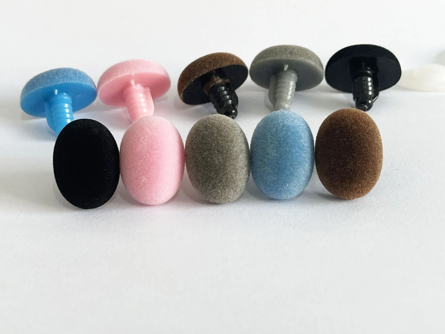 

50pcs/lot 15x22mm pink blue black brown gray Oval shape flocking toy nose safety with hard washer for DIY doll