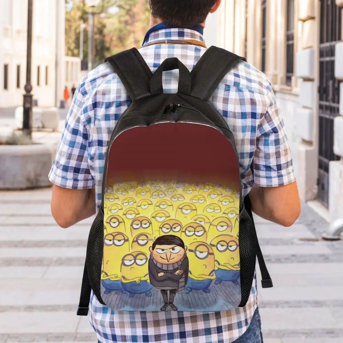 Mochila personalizada con dibujos animados de Minions para hombre y mujer, morral informal para ordenador portátil, bolsa para estudiantes universitarios