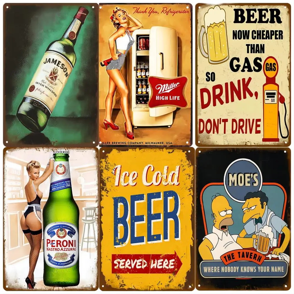 

Vintage Tin Sign - Enjoy a Cold One - Metal Signs Funny for Beer Lovers - Metal Wall Art for Pub Decor