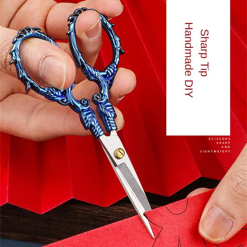 Kawaii ไทเทเนียมสีกรรไกร Vintage สแตนเลสแกะสลักตัดและเย็บ,กรรไกรด้าย,เครื่องมือเย็บผ้า,เครื่องเขียนน่ารัก