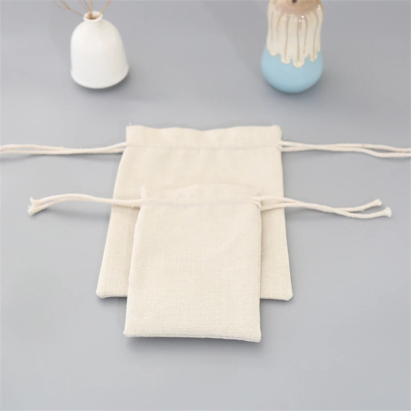 

20pcs/lot sublimation blank Linen drawstring storage bags Purses high quality hot transfer diy custom consumables new styles