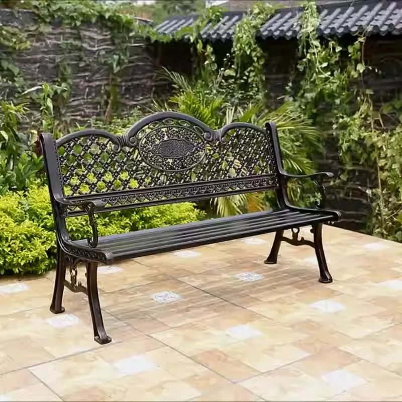Outdoor Park Chair Cast Aluminum Leisure Long Row Large Stool Square Bench Courtyard Flower Villa Small Balcony