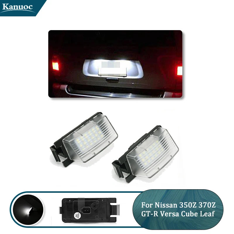 LED License Plate Light Lamp Assembly For Nissan 350Z 370Z GT-R Versa Cube Leaf For Infiniti G25 G35 G37 Q40 Q60 6000K White