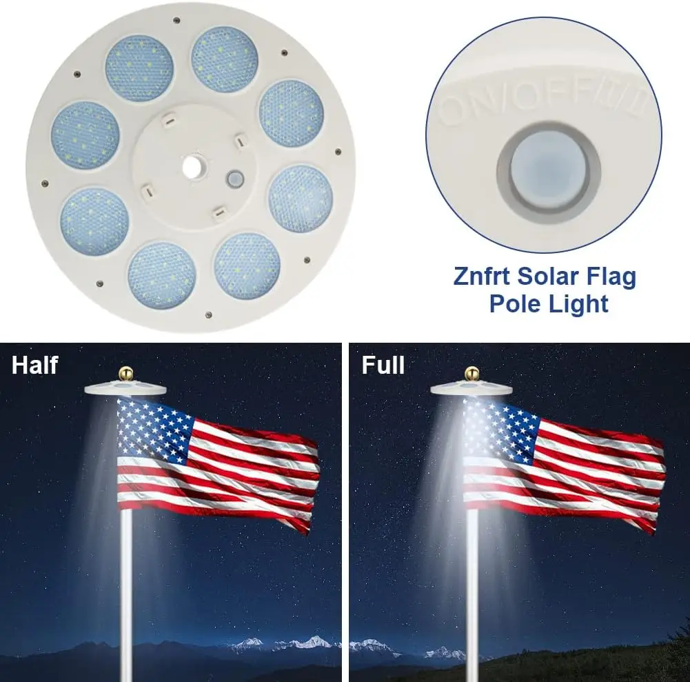 Solar Flag Pole Light,136 LEDs Flagpole Light, Flap Pole Lights for 15-30FT Outside,Auto On/Off Energy Saving Dusk to Dawn