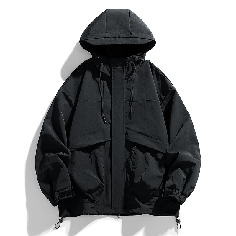 

Мужская корейская ветровка 2026: Длинное пальто для активного отдыха, водонепроницаемое, ветрозащитное, для альпинизма, с капюшоном, повседневное, весна-осень