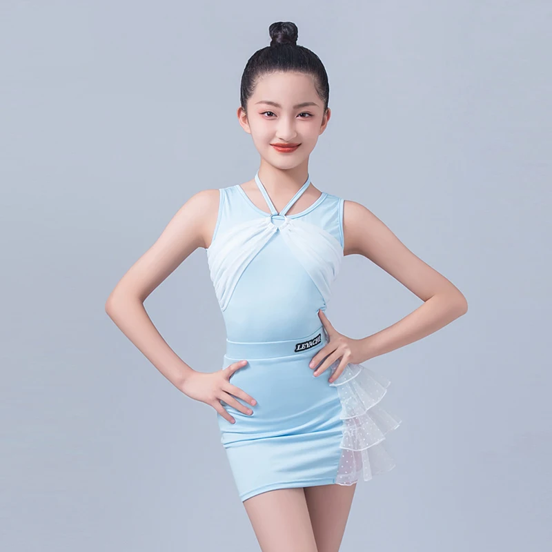 

Latin Dance Dress For Girls Rumba Samba Dancing Clothes Kids Practice Wear Split Suit ChaCha Performance Stage Costume YS5342