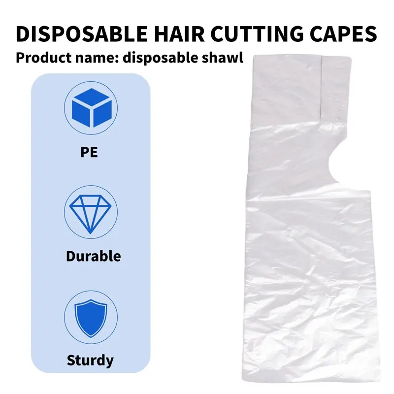 Offre Spéciale 24h/24 : 100 Peignoirs Jetables en PE pour Coiffeur, Longs, pour Permanente, Salon de Coiffure, Coupe de Cheveux, Cape de Coiffure 60x90cm