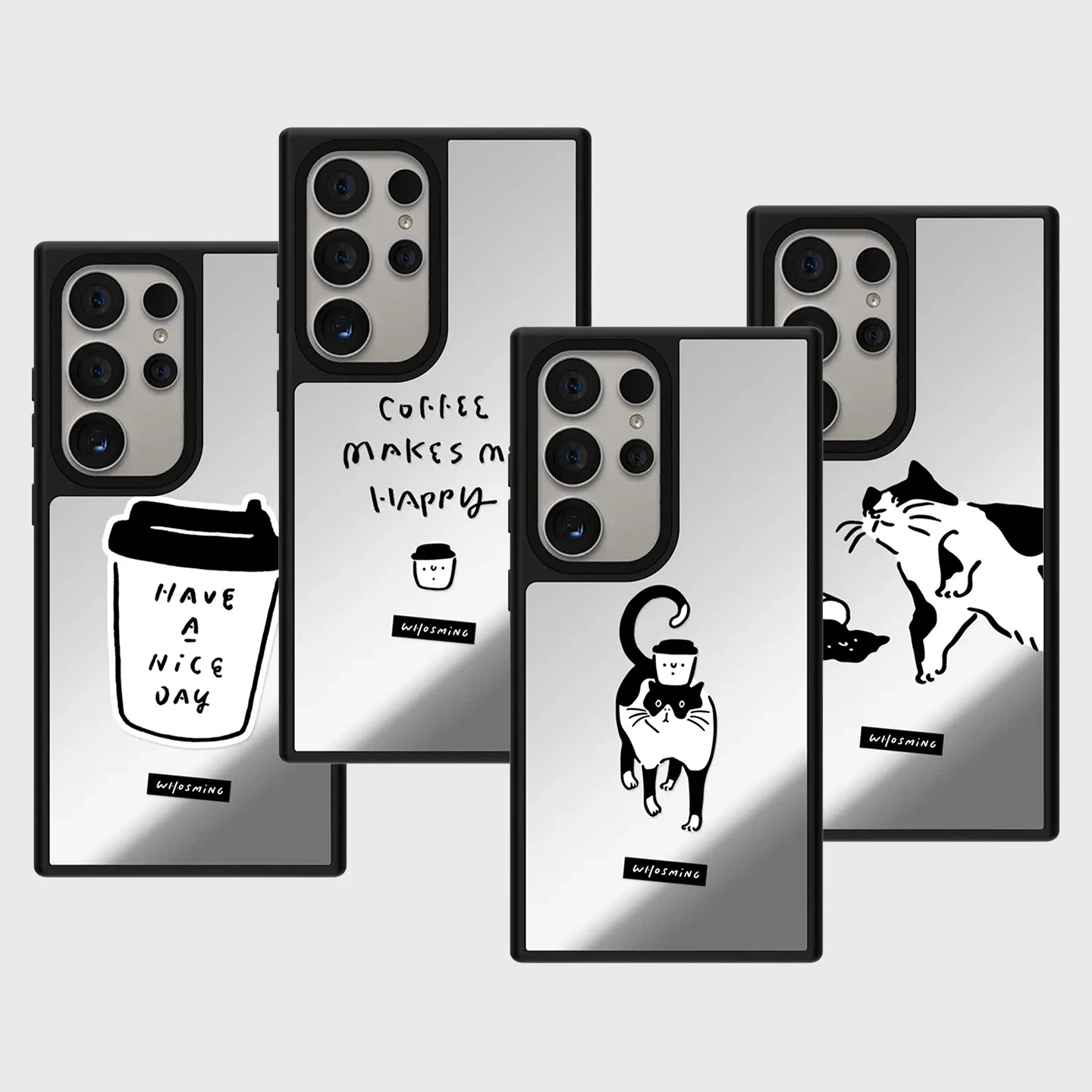 

Coffee Puppy Pattern Mirror Surface Magnetic Phone Cover for Samsung Galaxy S23 S24 S25 S26 Ultra S26+ Plus Case