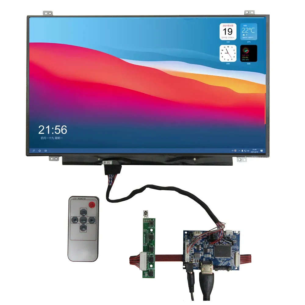 

14,1-дюймовый портативный HDMI-монитор 1600x900, для Raspberry Pi 4/банана/оранжевого цвета, ЖК-экран + плата драйвера, внешний дисплей мини-ПК