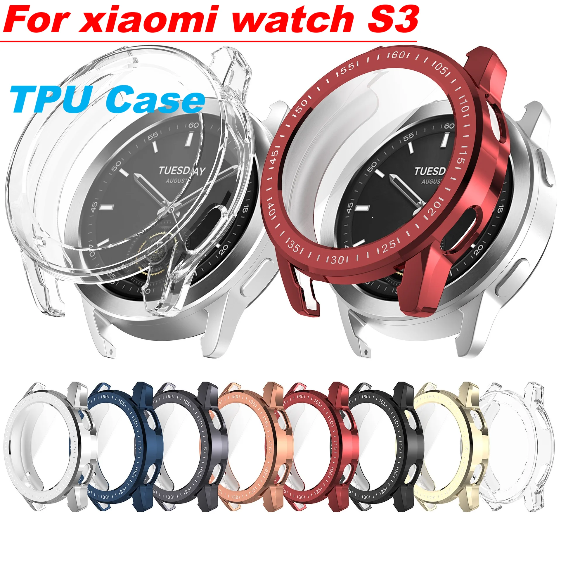 เคส TPU อ่อนสําหรับ Xiaomi Watch S3 เคสป้องกันแบบรวมทุกอย่าง, อุปกรณ์เสริมนาฬิกาอัจฉริยะตัวป้องกันหน้าจอ, กันชนนาฬิกาอัจฉริยะ