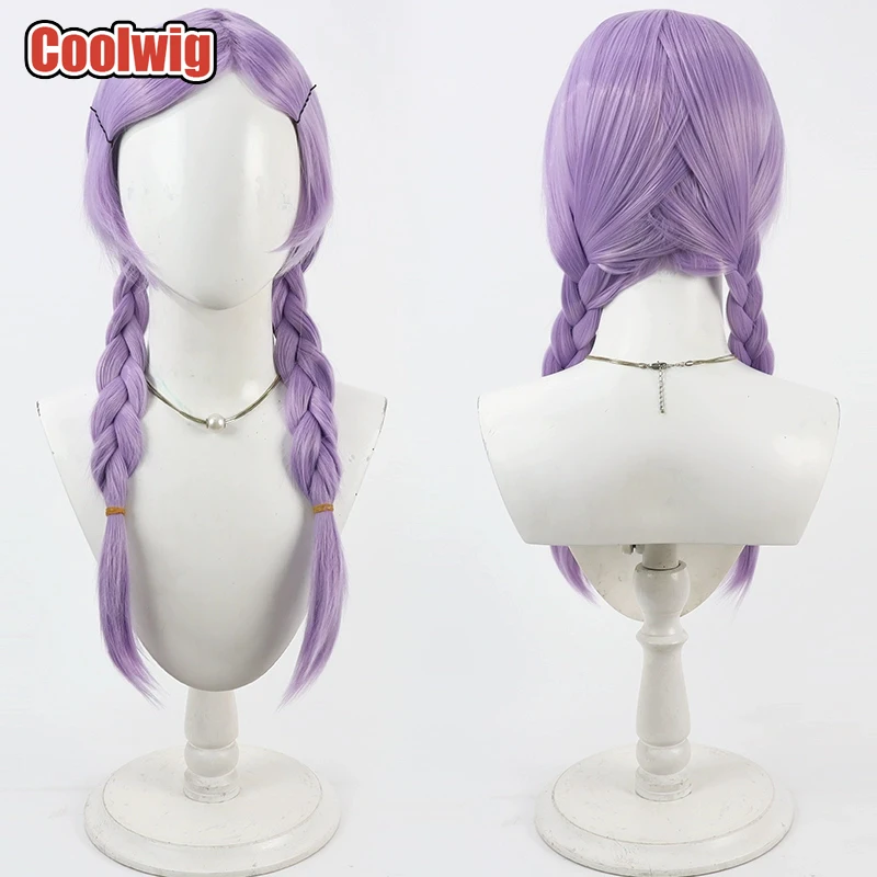 Coolwig Synthetic Hair Light Purple Cosplay Wigs Fashion Anime 60cm Long Straight Lavender Braided Lolita Wig Heat Resistant