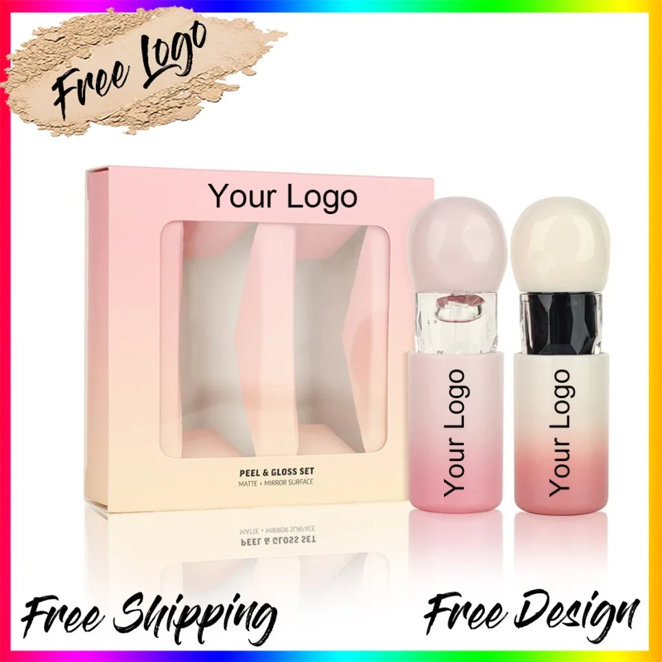 ビーガンメイクアップ マット防水ピールオフリップグロス プライベートラベル ミラーフィニッシュ リキッドリップグロスセット カスタムロゴ 卸売