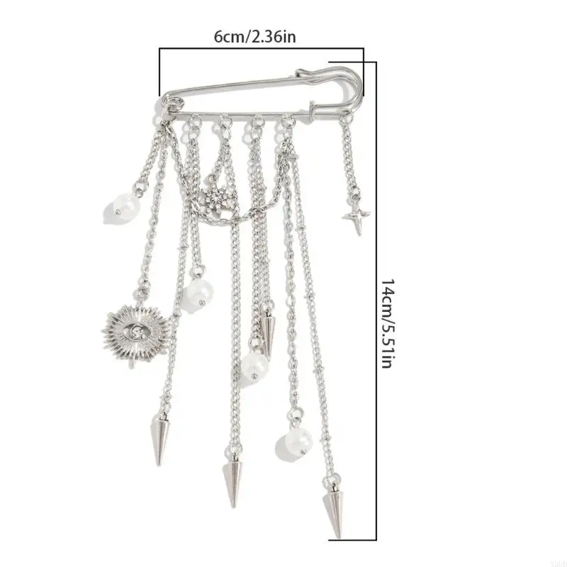 بروش من اللؤلؤ بأحجار الراين مع سلسلة معدنية قابلة للإزالة لتزيين السراويل وإكسسوارات الموضة #1