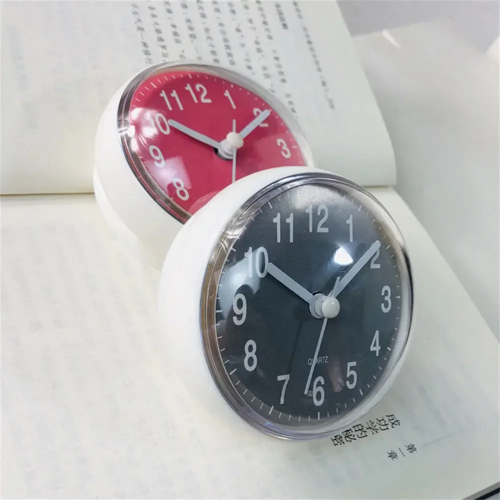 Shower Anti Fog Waterproof Mini Small Table Decoration Kitchen Living Bathroom Room Wall Clock Toilet Round Quartz Sucker 7cm