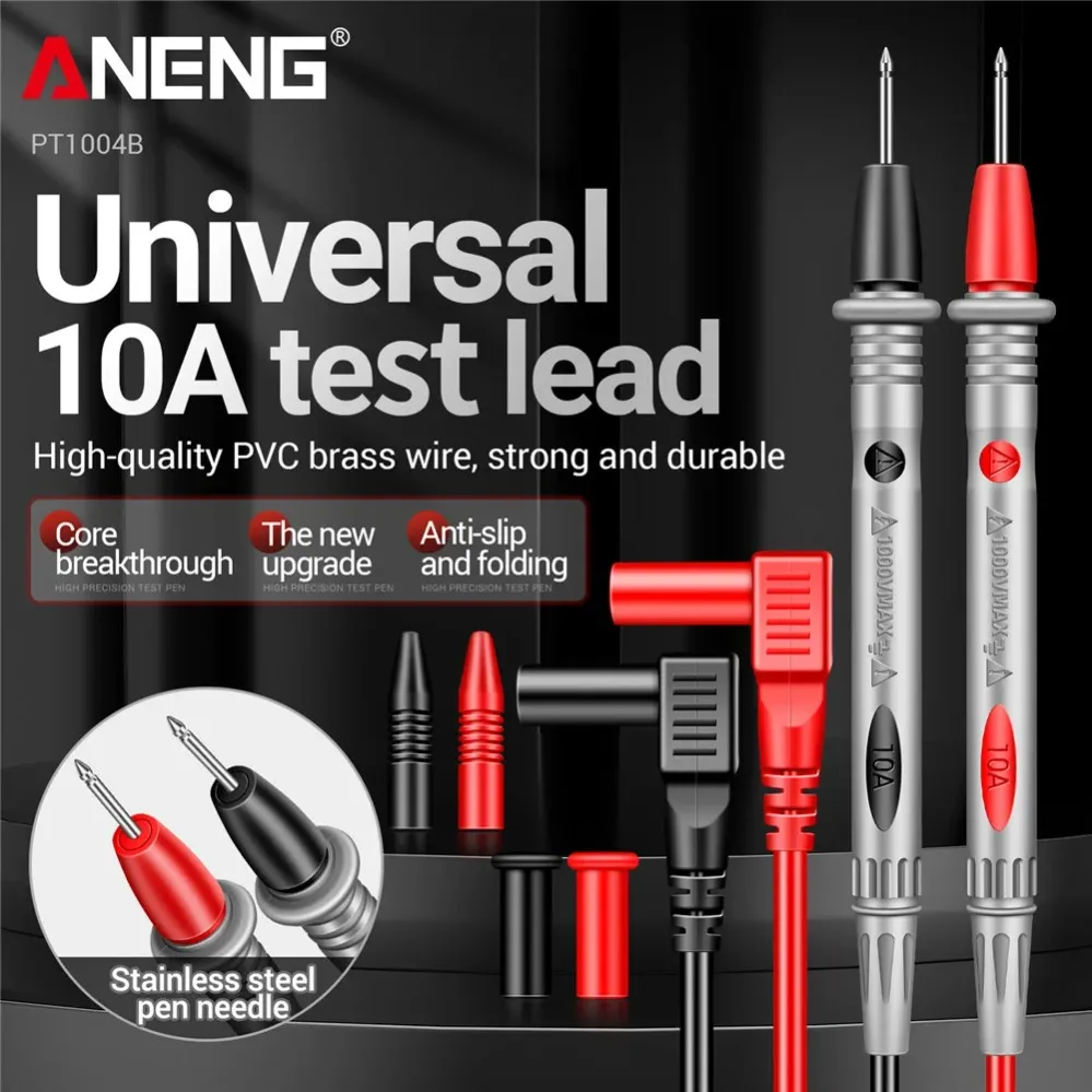 

ANENG Digital Multimeter Test Pen Wire Probe Leads 1000V 10A Universal Needle Tip PT1004B Anti-burnHeat Resistance Welding Tools