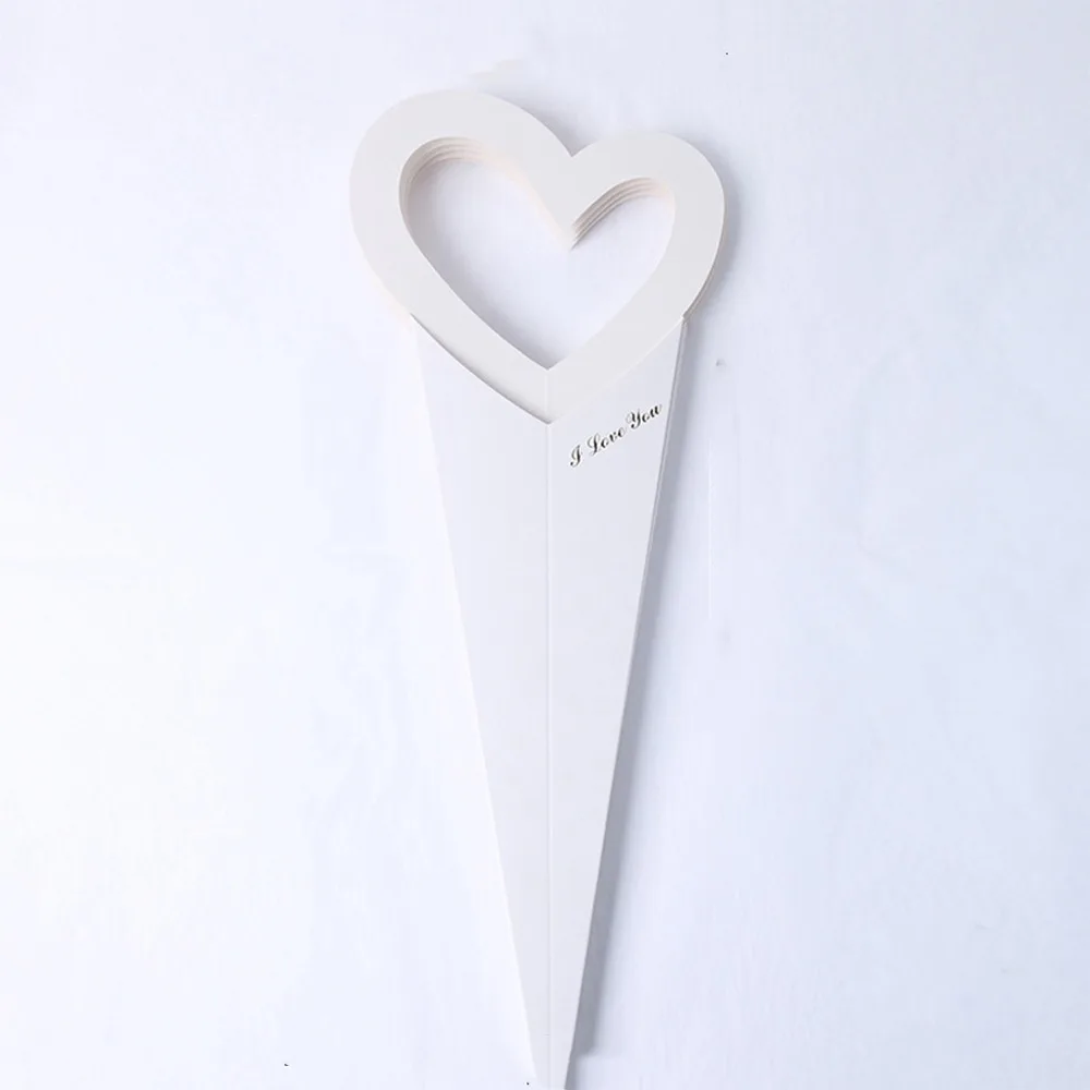 

10pcs Romantic Heart Single Flower Box DIY Portable Bouquet Packaging Box Paper Rose Wrapping Gift Box Mother's Day