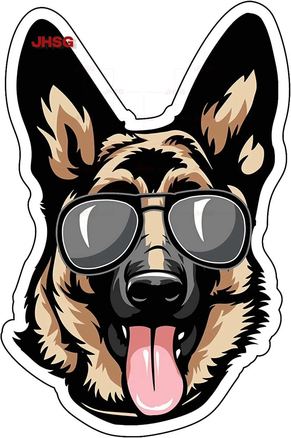 German Shepherd Dog Decal - Sunglasses Dog Variety Bumper Decal - Glass Windows for Laptops Car Walls - Full Color