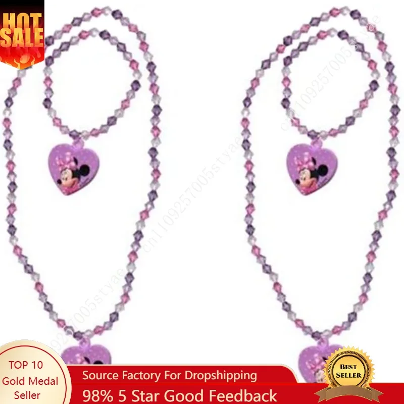 

Disney Minnie Bowtique Necklace and Bracelet Set of 2 (1 Pink Set + 1 Purple Set)