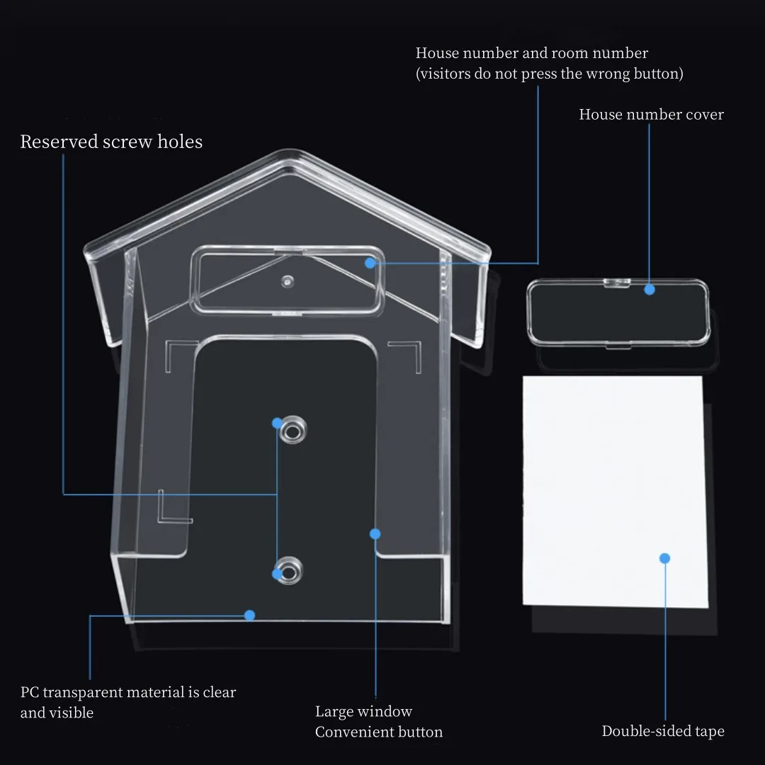 Wireless Doorbell Waterproof Cover Outdoor Yard Remote Control Transmitter's Transparent Plastic Rainproof Protective Cover