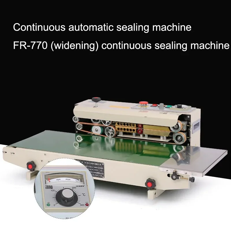 FR-770 Widened Continuous Sealing Machine Plastic Bag Aluminum Foil Bag Sealing Machine Conveyor table widening sealer