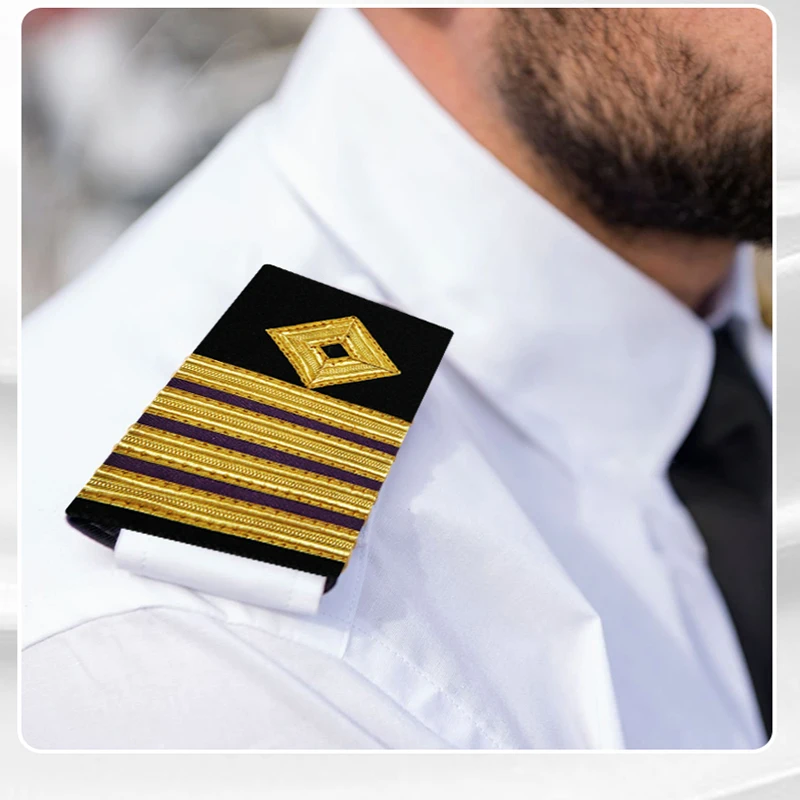 

Merchant Marine Epaulette 1-4 bar gold epaulete Bullion Braid Captain Chief officer shoulder Shipping epaulettes