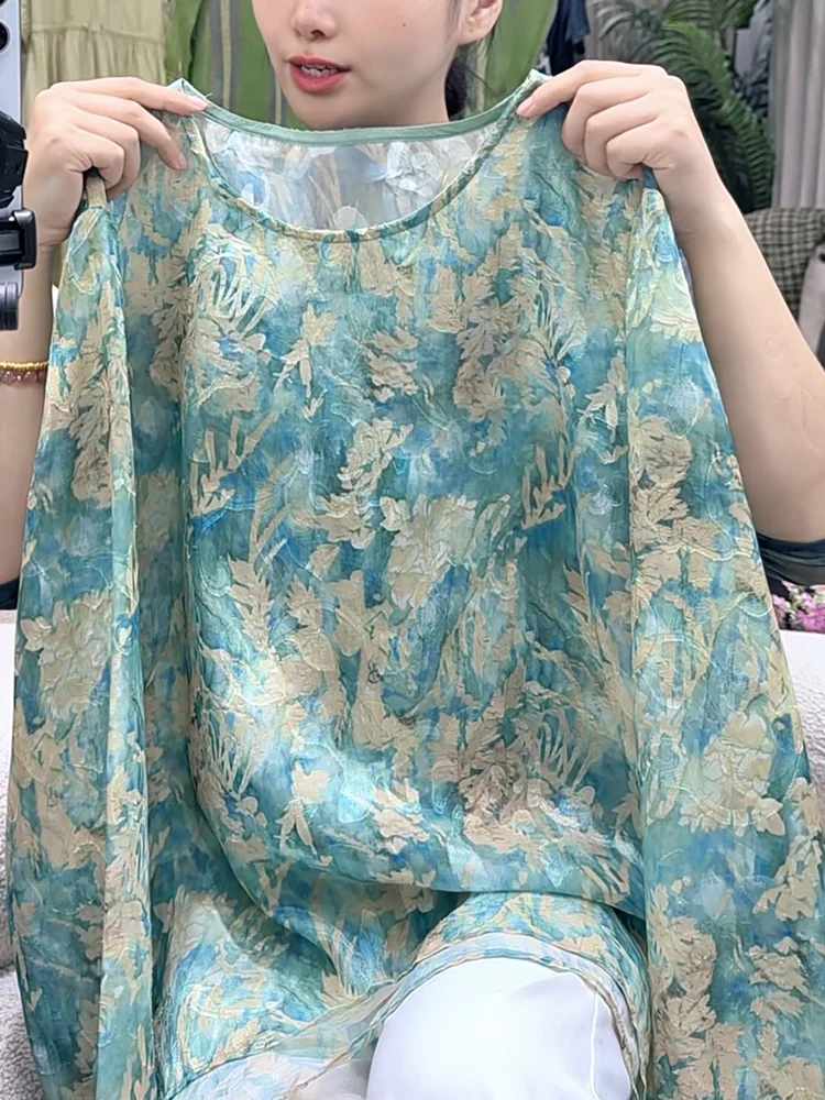 

Retro Large Size Ele High-End Feeling Embroidered Top Women's Summer New Faion Versatile Slimming Long Sve