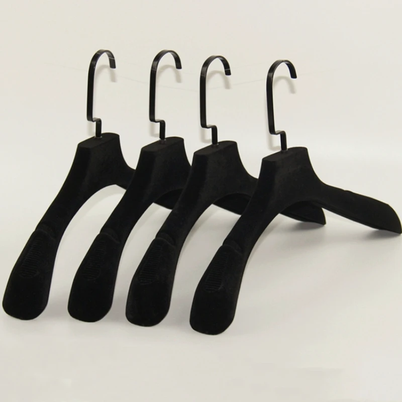 Clothes Hanger Flocking Black Rectangular Hook Anti-Slip Traceless Pant Rack Thickened Combination Adult Home Wardrobe Storage