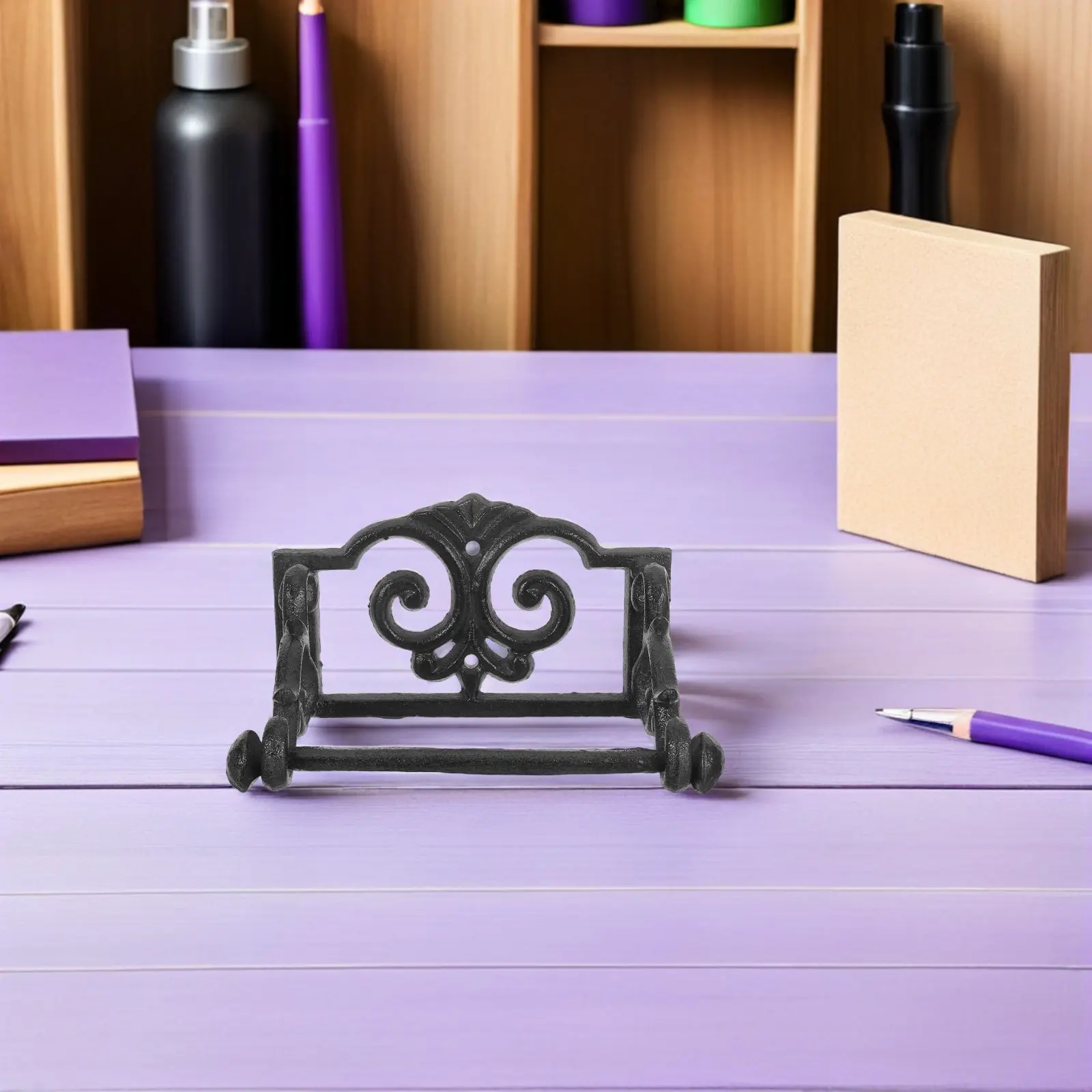 

Cast Iron Paper Towel Holder Vintage Wall Mounted Farmhouse Napkin Rack Bathroom Tissue Dispenser Wrought Iron Towel Bar