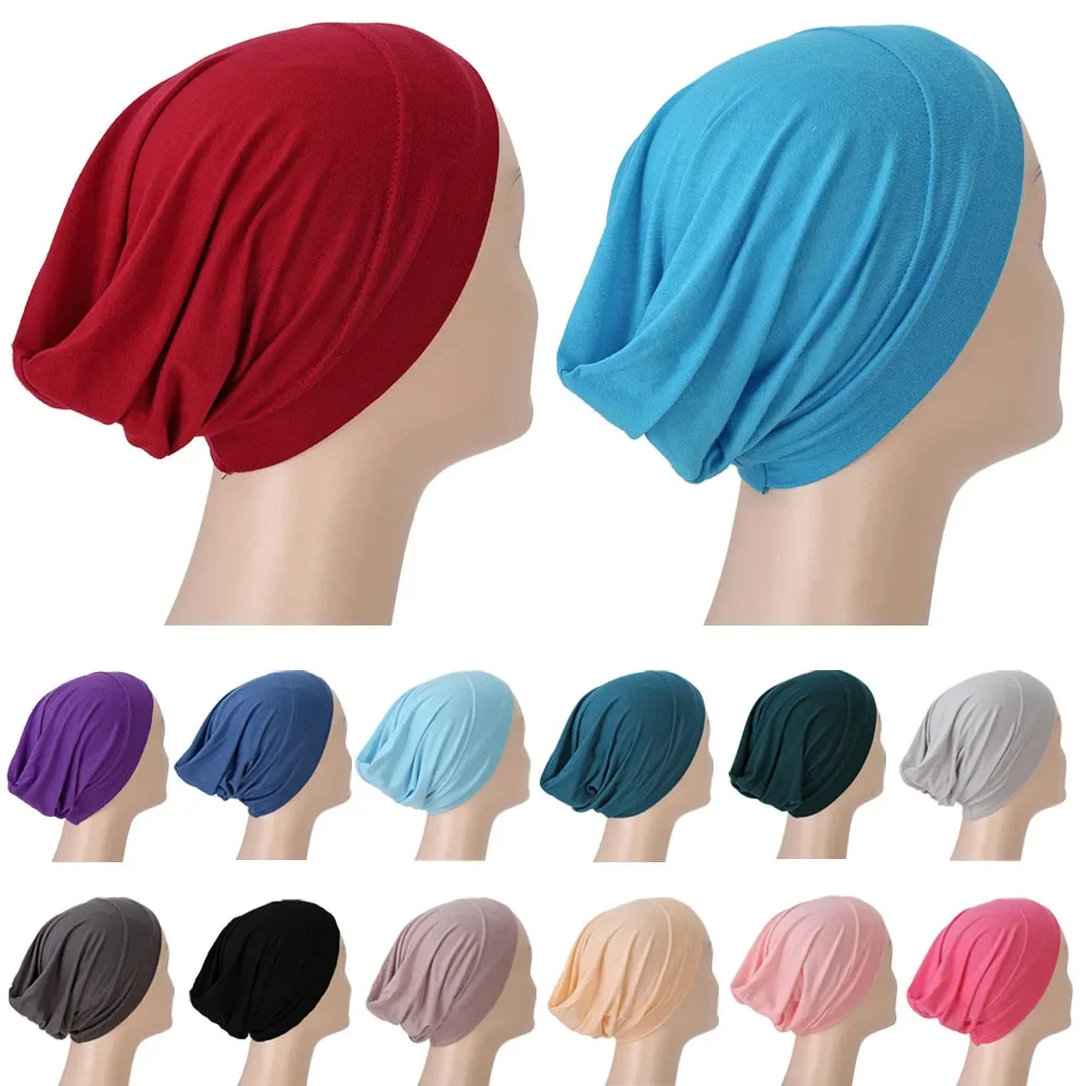 

New Modal Underscarf Women Inner Hijab Hat Muslim Headscarf Wrap Bone Bonnet Turban Stretch Head Scarf Chemo Cap Beanies Mujer