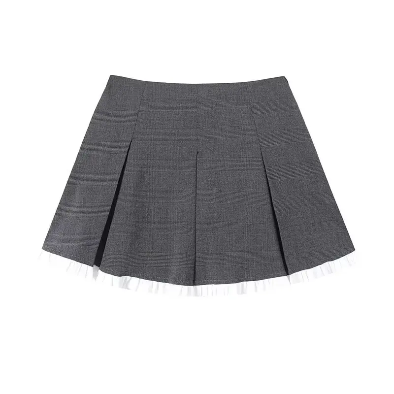 Casual Women's  Skirt High Waist Pleated Splicing Design Versatile Winter New Arrival Ci Commute A-Line Skirt