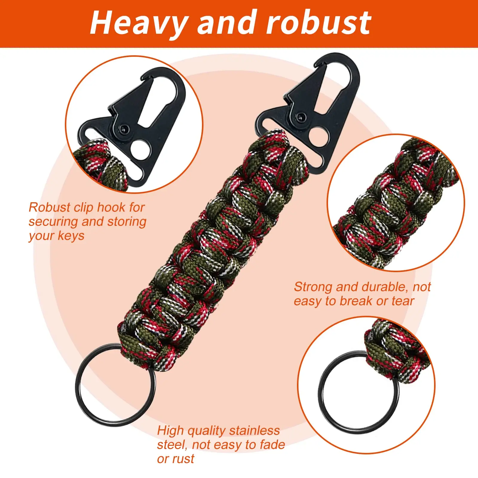 Outdoor Men'S Paracord Keychain Survival Lanyard Keychain Tactical Rope Bottle Opener Keychain Outdoor Camping Hiking