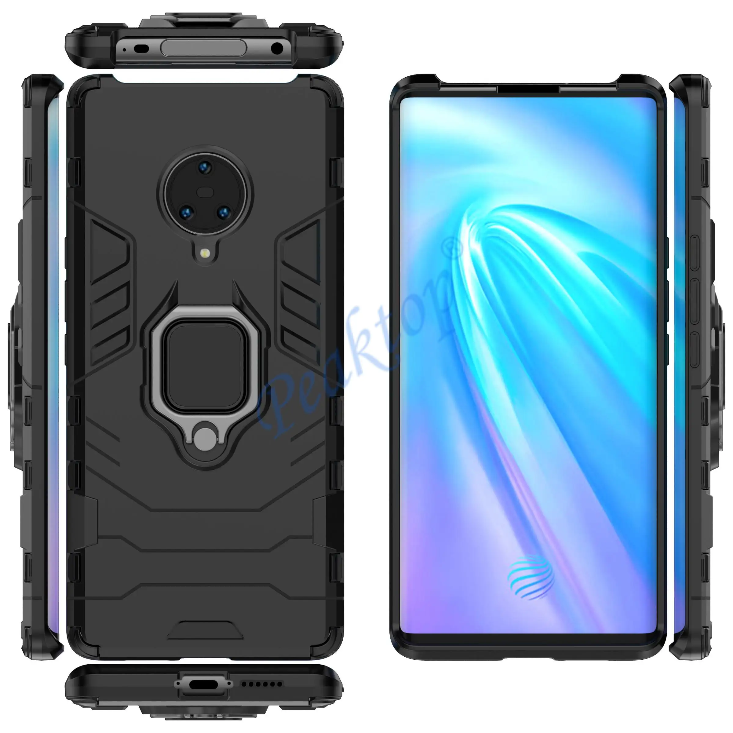 ل فيفو Nex 3 حافظة الهجين سيليكون Pc خاتم فخم الغطاء الخلفي حامل درع صدمات الحال بالنسبة Bbk فيفو Nex 3 Nex3 واقية