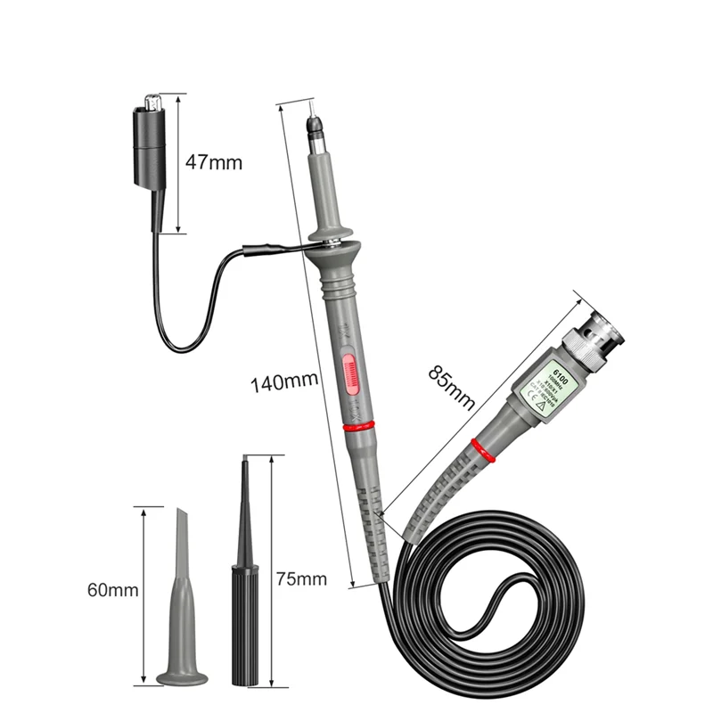 CKT014 Uniwersalne sondy oscyloskopowe z zestawem akcesoriów 100 MHz 1X 10X z przewodami pomiarowymi BNC z sondą przekłuwającą przewody-A79G