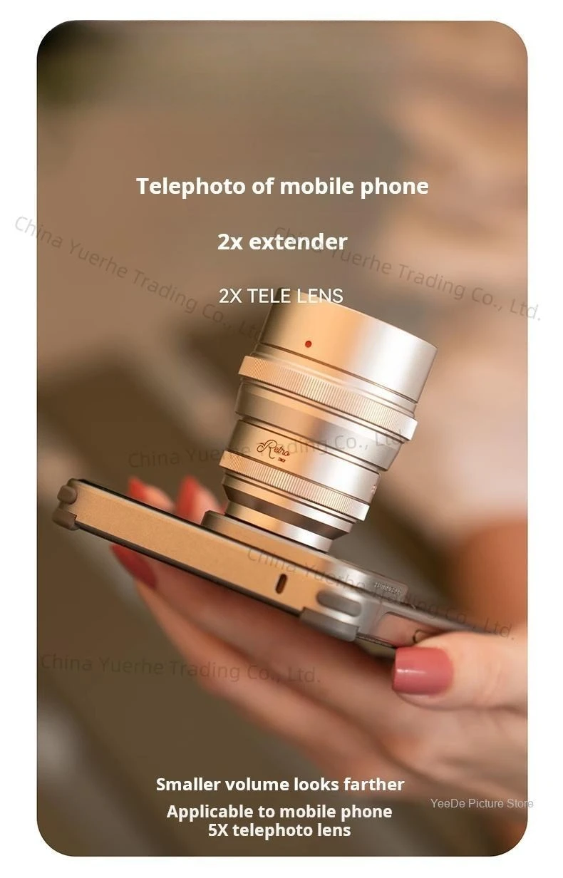 

Fotorgear Retro 2X телеобъектив и макрообъектив с Т-образным креплением/17 мм с резьбой для iPhone Vivo X200U Xiaomi 15 Ultra