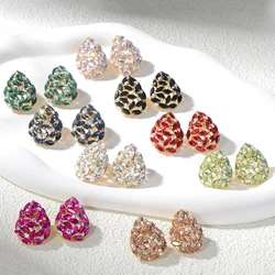 Fashion Colorful Crystal Clip on Earrings for Women Big Exaggerated Statement Non Pierced Luxury Wedding Banquet Jewelry Gift