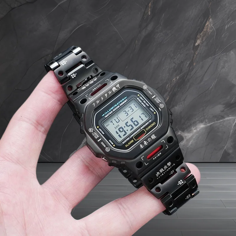 

DW-5600 Mecha Set Mod Kit Metal Case Strap for Casio G-SHOCK DW5600 GW-B5600 GWX-5600 MechWarrior Stainless Steel Bezel Band